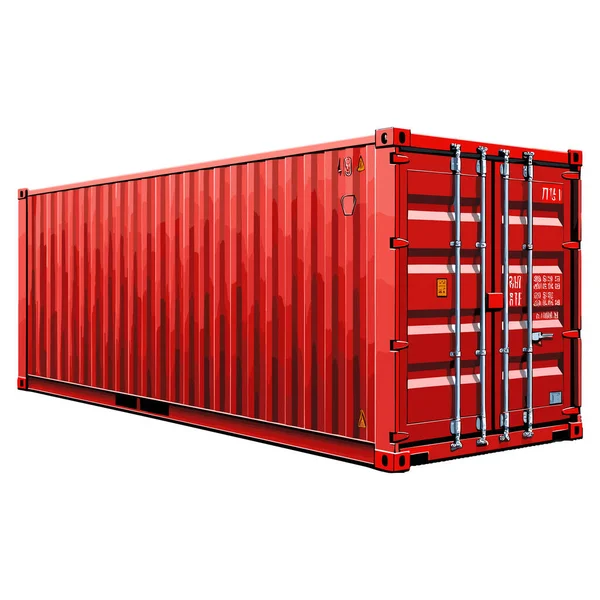Kırmızı kargo konteynırı beyaz arka planda izole edildi.