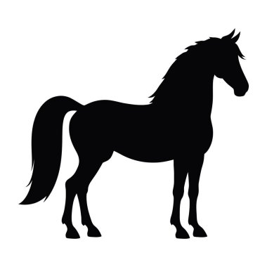 Siyah at silueti beyaza izole edilmiş. vektör.