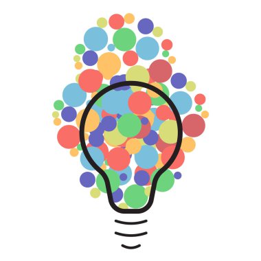 Renkli tasarım vektör illüstrasyon grafik tasarımlı ampul