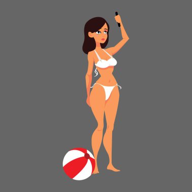 plaj topu olan kadın