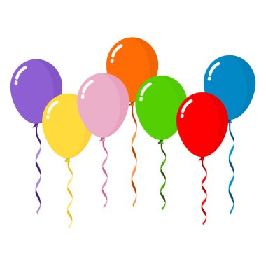 Beyaz arkaplanda izole edilmiş renkli balonlar.