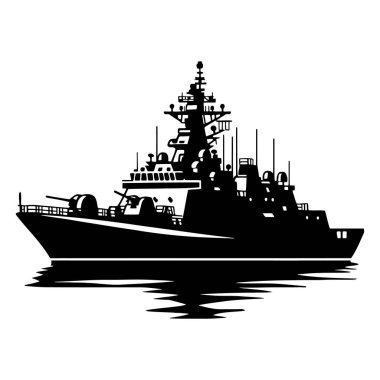 Siyah silueti olan bir deniz gemisinin vektör görüntüsü