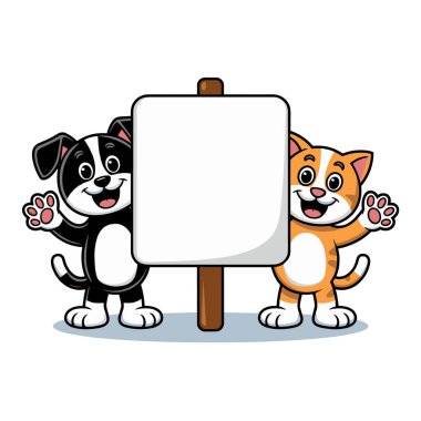 Şirin kedi çizgi film karakteri vektör çizim