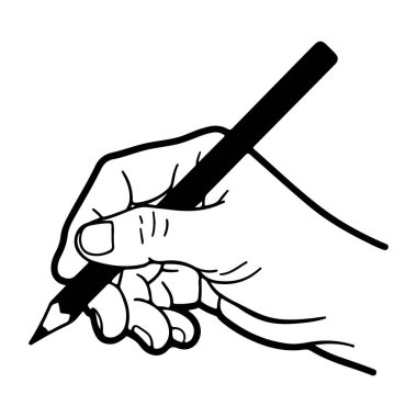 Beyaz arka plan üzerinde izole kalem ile el