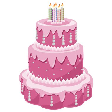 Mumlu pembe bir pastanın resmi