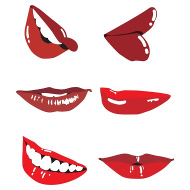 Kırmızı dudaklar. vektör kümesi
