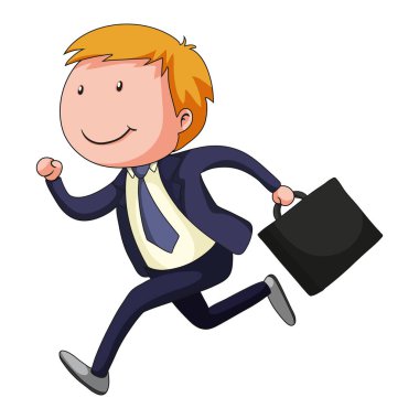 Çizgi film karakteri iş adamı çantayla koşuyor