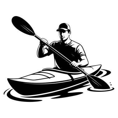 Kayak yapan adamın vektör illüstrasyonu