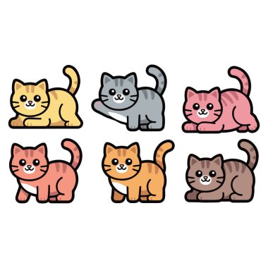 Şirin kediler. Çizgi film tarzı. vektör illüstrasyonu