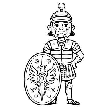 Yunan savaşçısının çizgi film karakterli boyama kitabı.