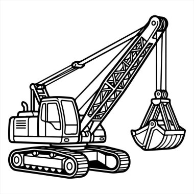 İnşaat vinci ve kazıcı. İnşaat ve bina. vektör illüstrasyonu