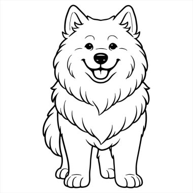 Köpek cinsi Sibirya kurdu, vektör, illüstrasyon, renklendirme sayfası