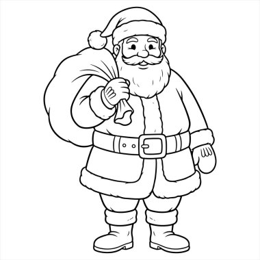 Noel boyama kitabı. Siyah ve beyaz. vektör illüstrasyonu.