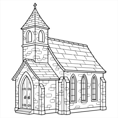 Çizgi sanatında kilise vektör illüstrasyonu
