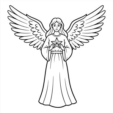 Kanatlı melek ve melek vektör çizimi