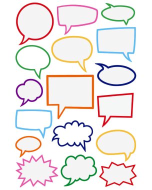 Farklı şekillerde renkli konuşma baloncukları.