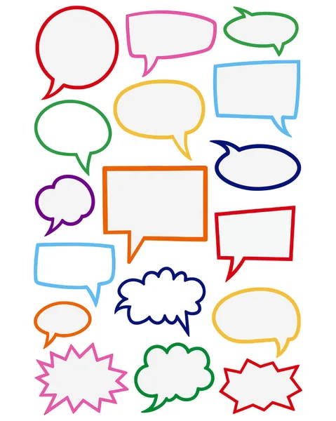Farklı şekillerde renkli konuşma baloncukları.