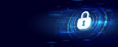 İş ve internet projesi için siber güvenlik. Bir veri güvenlik servisinin 3d vektör illüstrasyonu. Veri koruması, gizlilik ve internet güvenliği kavramı.