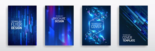 Futuristic Business Cover Layout Technology Modern Brochure Templates Set Science — Stock Vector