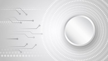 Merkezi dairesel bir çerçeveye sahip fütüristik soyut teknoloji arka planı, konsantre dijital halkalar ve minimalist devre çizgileri, teknoloji sunumları, arayüzler ve yenilik temaları için mükemmel.
