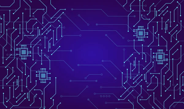 Parlak mavi devre çizgileri ve mikroçip elemanları ile gelecekteki mavi teknoloji arka planı, yenilikçilik, veri ve yüksek teknoloji kavramlarına adanmış metin için alanı olan dijital ağ yapısı tasarımı.