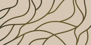   Bej üzerinde gradyan etkisi olan dalgalı kahverengi çizgiler, çok yönlü kullanım için soyut bir boyut yaratıyor