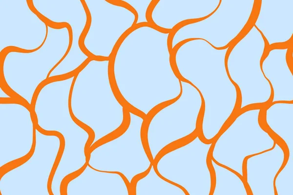   Yumuşak mavi arkaplanda soyut turuncu çizgiler, modern geometrik minimal desen.