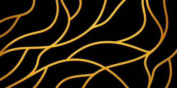  Siyah zemin üzerinde altın çizgiler, soyut dalgalar. Ambalaj, logo ve arka planlar için şık bir soyut desen.