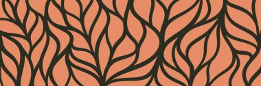 Terracotta soyut botanik deseni yaprak gibi organik şekiller, doğadan esinlenilmiş modern arka plan.