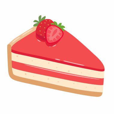 Güzel bir dilim klasik çilekli cheesecake. Tereyağlı hamuru, yumuşak krema dolgusu ve taze çilekli tatlı kırmızı bir jöle. Romantik temalar, tatil reklamları veya pastane menüleri için mükemmel.