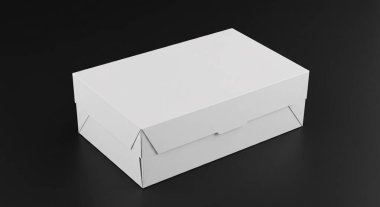 Siyah Yüzeyde Minimalist Beyaz Kutu, Temiz Çizgiler ve Gölgeler.