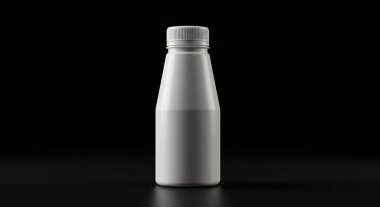 Parlak Siyah Kaburgalı Minimalist Beyaz Plastik Şişe