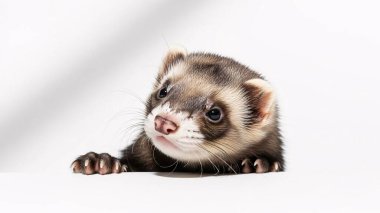 Meraklı bir dağ gelinciği, yumuşak gölgeli parlak bir stüdyo ortamında neşe ve keşif sunar..