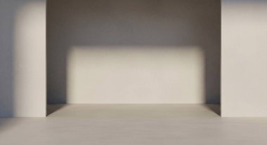 Hafif aydınlık bir koridora açılan minimal parlak bir kapı karanlık duvarlar ve parlayan bir çıkış arasında kontrastlık yaratır..