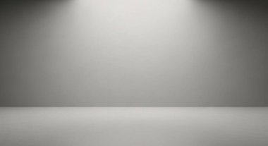 Pürüzsüz zemini ve düz duvarı olan boş minimalist stüdyo. Ürün çekimleri için uygun arka planlar için yumuşak bir şekilde aydınlatılmış.
