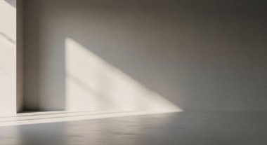 Yumuşak geometrik ışık, seyrek bir iç uzay boyunca sakin gölgeler yaratır..