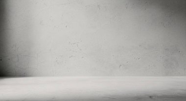 Düz bir arkaplan, bulanık bir ufuk ve sakin ve soyut bir manzara oluşturan hafif bir sis içeren minimal gri tonda bir sahne..