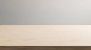 Soluk mavi gökyüzünden bej duvara ve koyu renkli zemine kadar katmanlı renkli bantlarla sakin bir iç mekan..