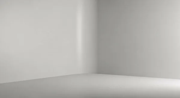 Pürüzsüz duvarları ve ışığı vurgulayan yumuşak gölgeleri olan temiz, gri bir iç köşe.