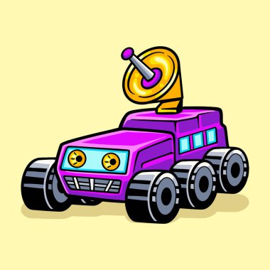 Uzay Aracı, Gezegen Gezgini, Çizgi film Vektör Simgesi Resimleri. Bilim, astronomi, eğitim kavramı. Bilimkurgu Araç Düz Çizgi Film Biçimi