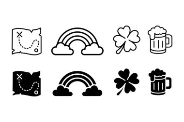 Aziz Patrick Günü İrlanda Simgeleri Ayarlandı. Leprikon, Yonca Koleksiyon Sembolü ve Özet Biçimi