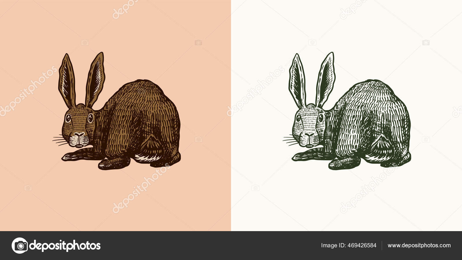 Screaming hare or mad rabbit for tattoo label Vector Image