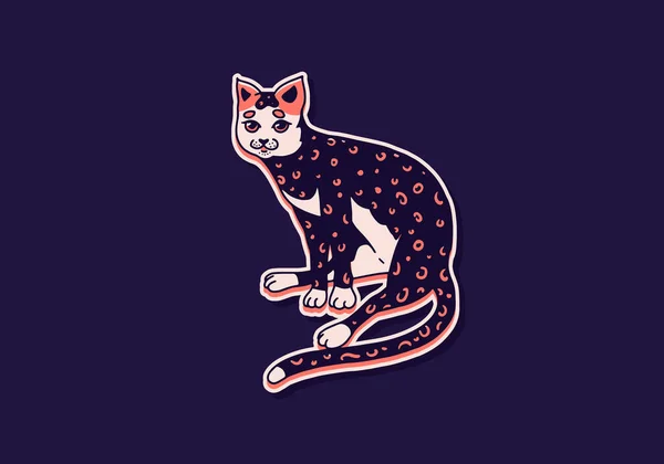 Leuke kat. Wassen, dieren spelen. Leuke kleur huiskat. Met de hand gegraveerde schets voor banner of t-shirt. Monochrome Vector overzicht vintage doodle stijl — Stockvector