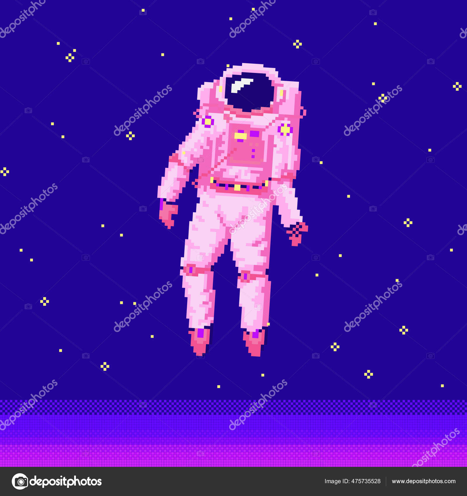 Astronauta bonito jogando ilustração de arte de jogos