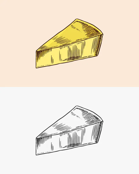 Сыр для рынка или продуктового магазина. Свежее органическое молоко. Векторный выгравированный эскиз для этикетки, эмблемы, плаката или меню. — стоковый вектор