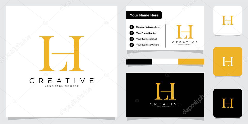 Initial LH Logo Design Vector template with business card design