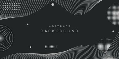 Dalgalı çizgileri olan soyut siyah arkaplan. Pankart, poster, kapak, broşür, broşür, web sitesi için minimalist arkaplan