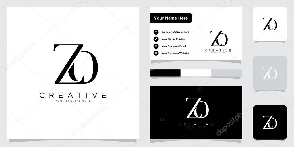 Initial ZO letter logo design vector with business card design template