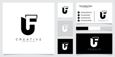 İlk UF veya FU Logo Tasarım Vektörü şablonu