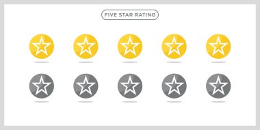 Beş yıldız ikon Vektörü. Beş yıldızlı ürün değerlendirme düz simgesi.